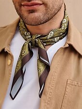 cheap Men&#039;s Ties &amp; Bow Ties-Men’s Paisley Print Square Neck Scarf with Leather Buckle, Vintage Style Polyester Bandana for Outdoor Travel, Parties and Daily Fashion