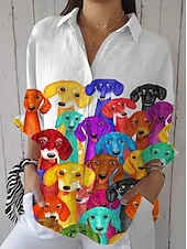 Γυναικεία Μπλουζάκι Κουμπί Κάτω Τουνίκ Shirt Γιακάς Μακρύ Μανίκι Ombre Σκύλος Ενεργό Γλυκό Καθημερινά Κανονικά Μπλουζάκια Εργασίας Εκτύπωση Μαύρο Άσπρο Ροζ Μπλε Πράσινο Άνοιξη Φθινόπωρο Χαμηλού Κόστους Ζώα Κορυφές-Γυναικεία Μπλουζάκι Κουμπί Κάτω Τουνίκ Shirt Γιακάς Μακρύ Μανίκι Ombre Σκύλος Ενεργό Γλυκό Καθημερινά Κανονικά Μπλουζάκια Εργασίας Εκτύπωση Μαύρο Άσπρο Ροζ Μπλε Πράσινο Άνοιξη Φθινόπωρο