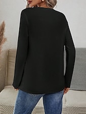 billige Stripe og geometrisk t-skjorte-Dame T skjorte Grafisk Geometrisk Årgang Stilfull Klassisk Langermet V-hals Vanlige topper Daglig Trykt mønster Rosa Blå Lilla Grønn Grå Vår Høst