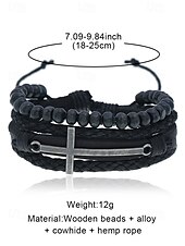 preiswerte Herrenschmuck-Gothic-Kreuz-Lederperlenarmband für Herren – mehrlagiges Vintage-Armband für Halloween-Partys und Retro-Punk-Stil