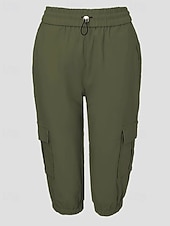 Dam Cargo-shorts Capribyxor Mode Streetwear Vadlängd Naturlig Solid färg Ficka Elastisk midja Bekväm Microelastisk Sport & Utomhus Dagliga kläder Vin Svart Rodnande Rosa Armégrön Sommar Vår Normal billiga lastbyxor för kvinnor-Dam Cargo-shorts Capribyxor Mode Streetwear Vadlängd Naturlig Solid färg Ficka Elastisk midja Bekväm Microelastisk Sport & Utomhus Dagliga kläder Vin Svart Rodnande Rosa Armégrön Sommar Vår Normal