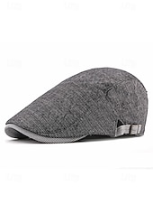 preiswerte Herrenhüte-Verstellbare Schiebermütze aus Leinen für Herren, leichte, atmungsaktive Zeitungsjungenmütze mit Streifendetail, Vintage-Ivy-Cap-Stil für Freizeitausflüge und den Alltag