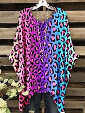 preiswerte Damen Streifen- und geometrische Oberteile-Damen Boho-Hemd Blumen Grafik Geometrisch Elegant Bohemien Aktiv Kurzarm Fledermaus Ärmel Rundhalsausschnitt Normale Oberteile Täglich Ferien Strandbekleidung Druck Weiß Gelb Rote Blau Purpur Sommer