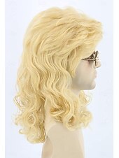 economico Parrucche storiche-parrucca da uomo, parrucca anni '80, parrucca bionda lunga e liscia, parrucca mullet, costume di Halloween, parrucca alla moda, accessori per feste eleganti.