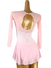 voordelige Schaatsjurken-Kunstschaatsjurk Dames Voor meisjes Schaatsen Jurken Paars Zwart Wit Open achterkant Netstof Spandex Hoge Elasticiteit Opleiding Wedstrijd Kunstschaatskleding Klassiek Kristal / Bergkristal Lange mouw