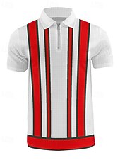 abordables Polo geométrico para hombre-Hombre Camisetas polo polo con cremallera Exterior Ropa Cotidiana Diseño Manga Corta Moda Hawaiano Bloque de color Rayas Cremallera Verano Ajuste regular Blanco Rosa Azul Real Azul Camisetas polo