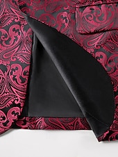 billiga Herrars klassiska kavajer-Herr Kavaj Företag Cocktailfest Bröllopsfest Mode Ledigt Vår Höst Polyester Tryck Ficka Knappar Bekväm Enkelknäppt Blazer Rubinrött