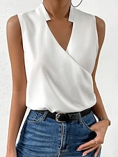 ieftine Topuri simple pentru femei-Pentru femei Camisole Tank Top Culoare solidă Elegant Stilat De Bază Fără manșon În V Topuri obișnuite Zilnic Negru Alb Galben Roșu-aprins Albastru piscină Vară