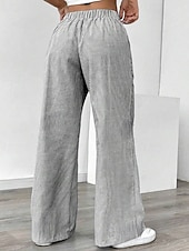 abordables jambe large et taille haute-Femmes Jambe large Slacks Streetwear Occasionnel Longueur complète Naturel Rayé Avec Poches Conception à cordon élastique Extérieur Confortable Fête Décontracté Quotidien Magenta Bleu ciel clair Gris
