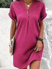 ieftine Rochie simplă-Rochie Mini Femei Rochie Corset Rochie T Shirt Rochie Tee Rochie Shift Rochie Casual Vacanță Daily Regular Fit Grafic Mâneci Scurte Guler în V Negru Roz Vin Albastru Vară