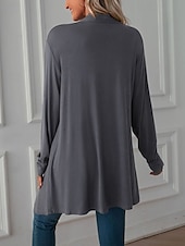 abordables Cardigans et vêtements d&#039;extérieur-Femmes Pull Cardigan Vacances Mode Quotidien Couleur Unie Côtelé Ouvert devant Tricoté manche longue Hauts Longs Tricoter Fête Sortir Week-end Noir Blanche Automne Hiver