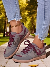 economico Sneakers da donna-Sneakers da donna verdi con lacci: scarpe casual ispirate al retrò con dettagli a contrasto bianchi per passeggiate, scuola e commissioni quotidiane