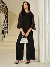 voordelige Kant Tops-Dames Kanten overhemd Blouse Geklede topjes Chiffon-topjes Effen Kleur Bloemig Grafisch Elegant Stijlvol Basic Halve mouw Flutter mouw Boothals Normale tops Bruiloft gast Werk Dagelijks Asymetrische