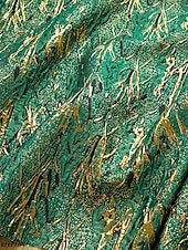 abordables FLORALES-Robe de soirée A-Line en jacquard floral verte élégante Robe de mariage formelle longueur au sol sans manches en V en nylon avec poche fente Robe invitée de mariage