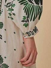 ieftine Rochii Boho-Pentru femei Rochie Lunga Rochie Maxi Rochie imprimata Modă Modern Manșon de lanternă În aer liber Vacanță Ieșire Fit regulat Floare Manșon Lung În V Albastru piscină Trifoi Toamnă