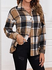 ieftine Cămașă Jachete-Pentru femei Sacou Comfortabil Nasturi Casual Plisat Concediu Ieșire Casul / Zilnic Cu Un Nasture Regulat Răsfrânt Fit regulat Manșon Lung Îmbrăcăminte exterioară Alb Portocaliu Trifoi Toamnă Iarnă