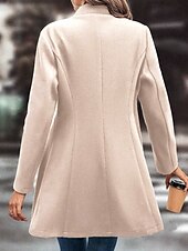 preiswerte Wintermäntel-Damen Mantel Warm Bequem Knöpfe Mode Einfach Straße Ferien Einreihig Lang Umlegekragen Normale Passform Langarm Oberbekleidung Schwarz Aprikose Kaffee Herbst Winter