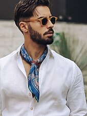 cheap Men&#039;s Ties &amp; Bow Ties-Men’s Paisley Print Square Neck Scarf with Leather Buckle, Vintage Style Polyester Bandana for Outdoor Travel, Parties and Daily Fashion