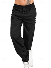 billige Straight-Leg Bukser-Dame Bukser Gatemote Fritid Full lengde Naturlig عادي Lomme Elastisk snordesign comfy Utendørs Bekvem utendørs Feriereise Ferie Mørkegrå Svart Mørk Marineblå lysegrå Høst Normal