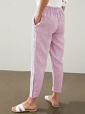 economico Pantaloni-Per donna Chinos Vacanza Casual Lunghezza intera Vita Alta A righe Tasca Fascia Elastica Stampa Comodo Morbido Confortevole Micro-elastico All&#039;aperto Streetwear Esercito verde Nero Rosa Blu Estate