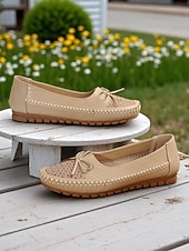 ieftine Pantofi Joși de Damă-Mocasini pliabili pentru femei – mocasini din piele moale cu tălpi flexibile pentru relaxare în grădină, lenevire pe verandă și purtare zilnică