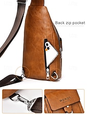 Χαμηλού Κόστους Ανδρικές τσάντες-Ανδρική καφέ τσάντα χιαστί από τεχνητό δέρμα - αδιάβροχη και ανθεκτική στις γρατσουνιές τσάντα στήθους με ρυθμιζόμενο ιμάντα ώμου για ταξίδια, εργασία ή καθημερινή χρήση σε πάρτι