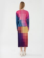 billige Grafiske skjørt-Dame الالتفاف Elegant Årgang Mote Fritid Midi Medium Midje Skjørt Gradert Rynket Elastisk Gul Sommer Polyester