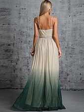cheap Bridesmaid Dresses-A-Line Bridesmaid Dress Spaghetti Strap Sleeveless Elegant Floor Length Chiffon with Sash / Ribbon 2022