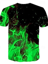 cheap Skull &amp; Bone-Men&#039;s Graphic Flame Shirt T shirt Flame Shirt Short Sleeve T shirt Round Neck Shirt Streetwear Exaggerated Club Beach Blue Fuchsia Orange Summer Clothing Apparel Asian Size S M L XL 2XL 3XL 4XL