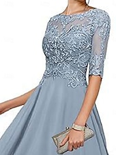 abordables Longueur du thé-Ligne A Robe de Mère de Mariée  Élégant Simple Col Bateau Asymétrique Polyester Demi Manches avec Couleur Unie 2025