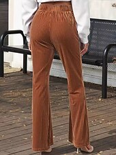 economico gamba larga e vita alta-Per donna Pantaloni a zampa Pantaloni Eleganti Streetwear Casual Lunghezza intera Naturale Semplice Elastico in vita Comodo All&#039;aperto Confortevole Vacanza Streetwear Marrone scuro Nero Rosa Autunno