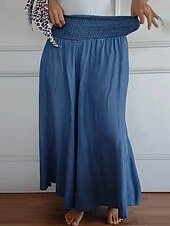 economico gamba larga e vita alta-Per donna Gamba larga Pantaloni Eleganti Streetwear Casual Lunghezza intera Naturale Semplice Tasca Elastico in vita Comodo All&#039;aperto Confortevole All&#039;aperto Abbigliamento quotidiano Nero grigio Blu