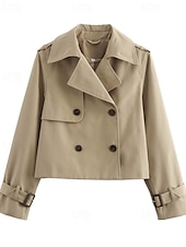 preiswerte Hemdjacken-Damen Freizeitjacke Bequem Knöpfe Tasche Mode Modern Einfach Täglich Ausgehen Doppelreihig Regulär Umlegekragen Normale Passform Langarm Oberbekleidung Schwarz Braun Khaki Herbst Winter
