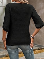 voordelige Dames eenvoudige tops-Dames Blouse Effen Modern Casual Halve mouw Strakke ronde hals Normale tops Dagelijks Uitgaan Zwart Blozend Roze Zomer