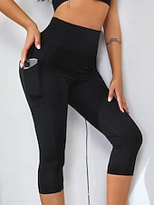 olcso Sima leggings-Női Capri nadrágok Nadrág Leggingek Alkalmi Borjú-hossz Természetes Sima Zseb Rugalmas derék Szabadtéri Kényelmes Vakáció Alkalmi lilásvörös Haditengerészet Fekete Katonai zöld Nyár Normál