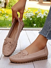 ieftine Pantofi Joși de Damă-Mocasini pliabili pentru femei – mocasini din piele moale cu tălpi flexibile pentru relaxare în grădină, lenevire pe verandă și purtare zilnică