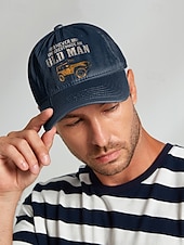 abordables Chapeaux pour hommes-Casquette de baseball vintage pour homme avec imprimé Jeep « Ne sous-estimez jamais un vieil homme » – Casquette ajustable en coton pour papa, idéale pour l&#039;extérieur, la conduite et les loisirs