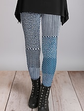 cheap Art&amp;Design Print-Women&#039;s Leggings Vacation Vintage Ethnic Style Full Length High Waist Graphic Abstract 3D Print Quick Dry Breathability Soft Stretchy Outdoor Home Causal Black White Yellow Blue Fall Regular Fit