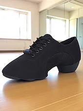 voordelige Danssneakers-Zwarte veterschoenen voor dames - ademende, lichtgewicht jazz- en fitnessschoenen voor latin- en ballroomtraining