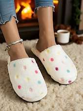 cheap Women&#039;s Slippers &amp; Flip-Flops-Women&#039;s Fuzzy Star Print Indoor Slippers – Cozy Faux Fur Winter House Shoes for Living Room, Bedroom &amp; Holiday Mornings