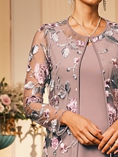 preiswerte Elegante Oberteile-Damen Strickjacke Spitze bestickt elegant floral formell normal Rundhalsausschnitt lockere Passform Langarm Oberbekleidung grau rosa Sommer Frühling