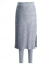 economico Leggings foderati in pile-Per donna Pantaloni in Pile Leggings Skort Streetwear Casual Lunghezza intera Naturale Semplice Elastico in vita Spacco Calore Termico Comodo All&#039;aperto Vacanza Uscire Nero Grigio chiaro Grigio scuro