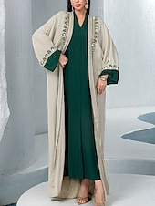 voordelige Vloerlengte-Jurksets Moeder van de Bruid Jurk Elegante V-hals Vloerlange Chiffon Lange Mouwen met Sequins Kant
