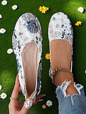 abordables Ballerines femme-Ballerines fleuries pour femmes – chaussures légères et décontractées à bout rond pour dames, idéales pour les promenades au parc, les pique-niques printaniers et le confort quotidien