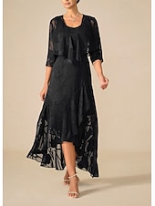 ieftine Rochii Party-Pentru femei Rochie Maxi Rochie cu Volane Elegant Nuntă Invitat la nunta Serată Floral Fără manșon În U Negru Vară Primăvară