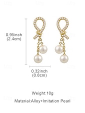 preiswerte Damen Ohrringe-Damen-Ohrringe aus Kunstperlen mit Strass-Tropfendesign, eleganter goldener Hängerstil, geeignet für Pendeln, Büro, Hochzeit, Party und Abend