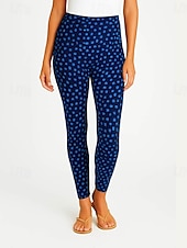 billiga Leggings-Dam Damasker Semester Vintage Etnisk Stil Ankellång Hög midja Grafisk 3D-utskrift Snabb tork Mateial som andas Mjuk Elastisk Utomhus Hem Casual Blå Grön Höst Normal