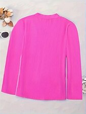 voordelige Dames eenvoudige tops-Dames Blouse Effen Kleur Basic Casual Lange mouw V-hals Normale tops Dagelijks blauw Fuchsia Licht Blauw Zomer Lente