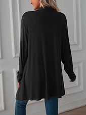 abordables Cardigans et vêtements d&#039;extérieur-Femmes Pull Cardigan Vacances Mode Quotidien Couleur Unie Côtelé Ouvert devant Tricoté manche longue Hauts Longs Tricoter Fête Sortir Week-end Noir Blanche Automne Hiver