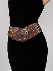 abordables Ceinture pour femme-Femmes Noir Marron Faux Cuir Punk ancien Style Gothique Été Printemps Automne
